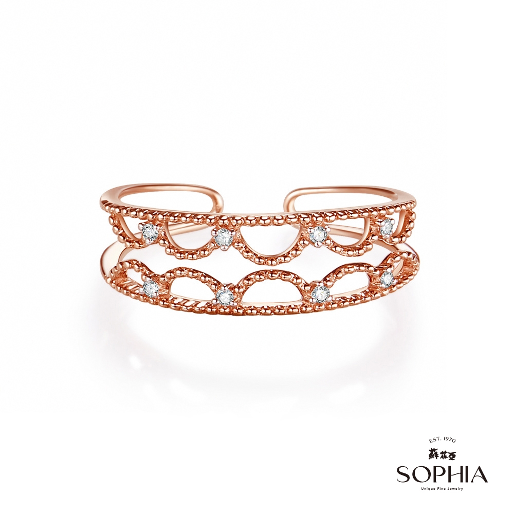 SOPHIA 蘇菲亞珠寶 - Romantic系列星網鑽石C型 9K玫瑰金 鑽石戒指