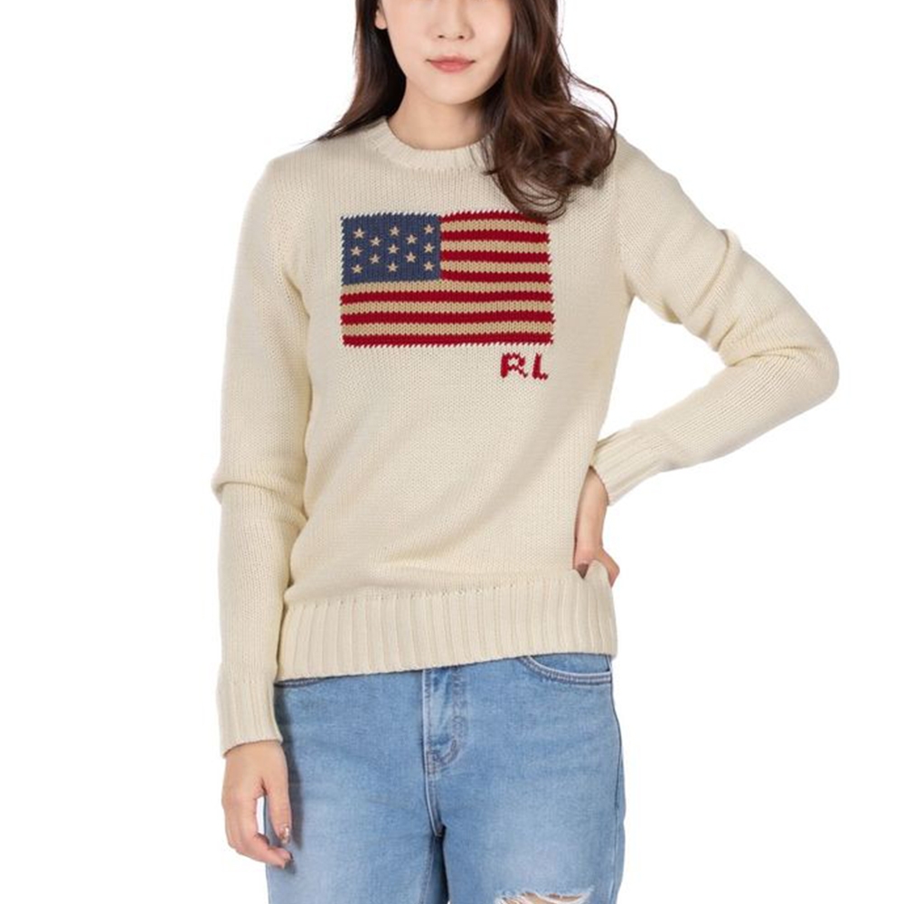 Polo Ralph Lauren 經典刺繡圖案毛衣(女)-米白色