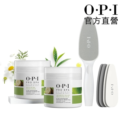 OPI 嫩足修護組-古布阿蘇磨砂淨露136g+古布阿蘇潤膚霜118mL+專業足部搓棒1入-ASE01+ASC50+AS100．效期至2025.6起/去角質/Pro Spa 專業手足修護系列/官方直營