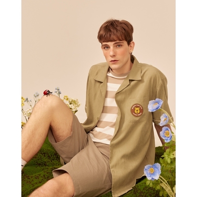 CACO-維尼布章開襟衫-男【D1DI015】