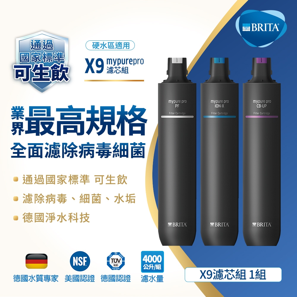 德國BRITA mypure Pro X9 濾芯組(0.01微米中空絲膜)