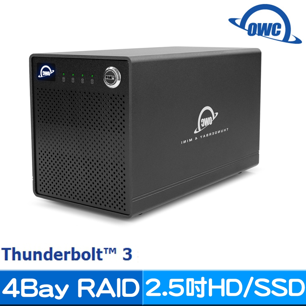 OWC ThunderBay 4 mini 高速 Thunderbolt3 四槽 2.5 吋硬碟或 SSD 外接盒 雙 Thunderbolt3 埠