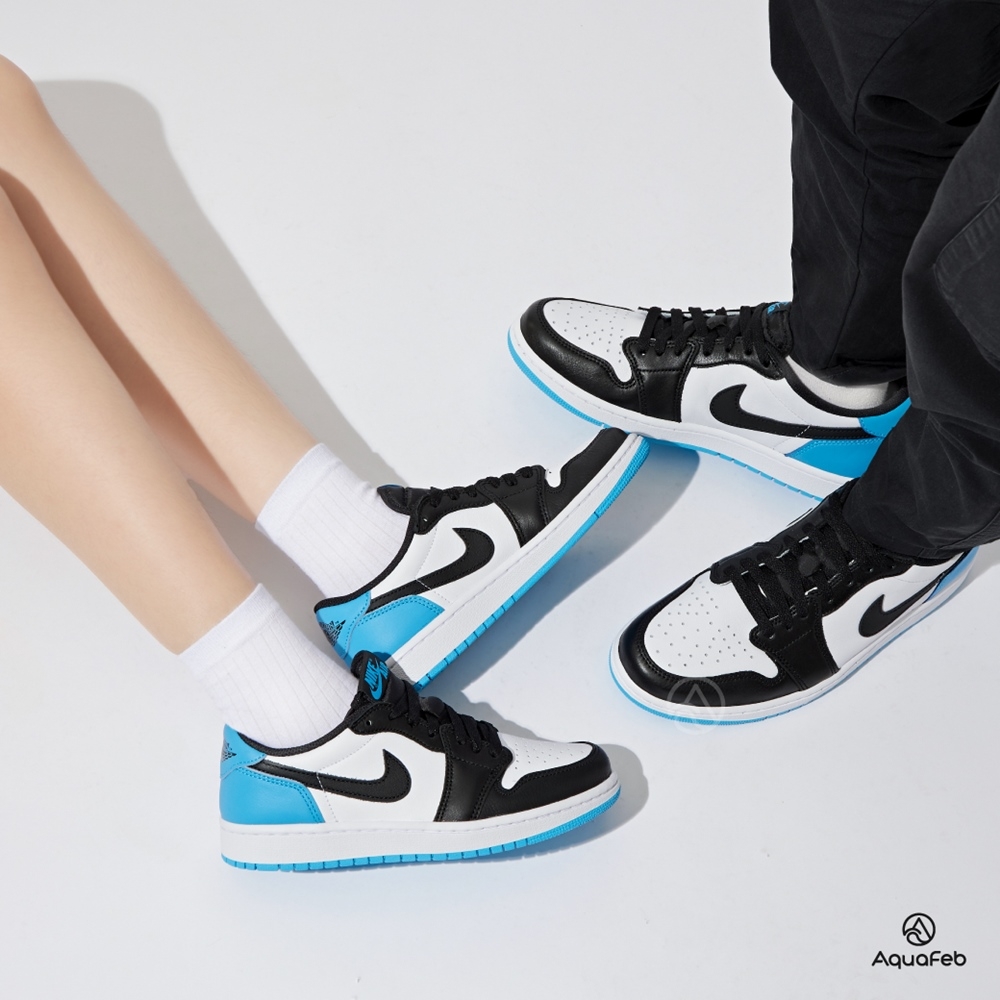 Nike Air Jordan 1 Retro Low OG 女鞋黑白藍色經典低筒運動休閒鞋