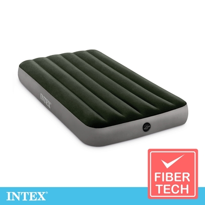 INTEX經典單人加大(fiber-tech)充氣床墊(綠絨)-寬99cm(64107)