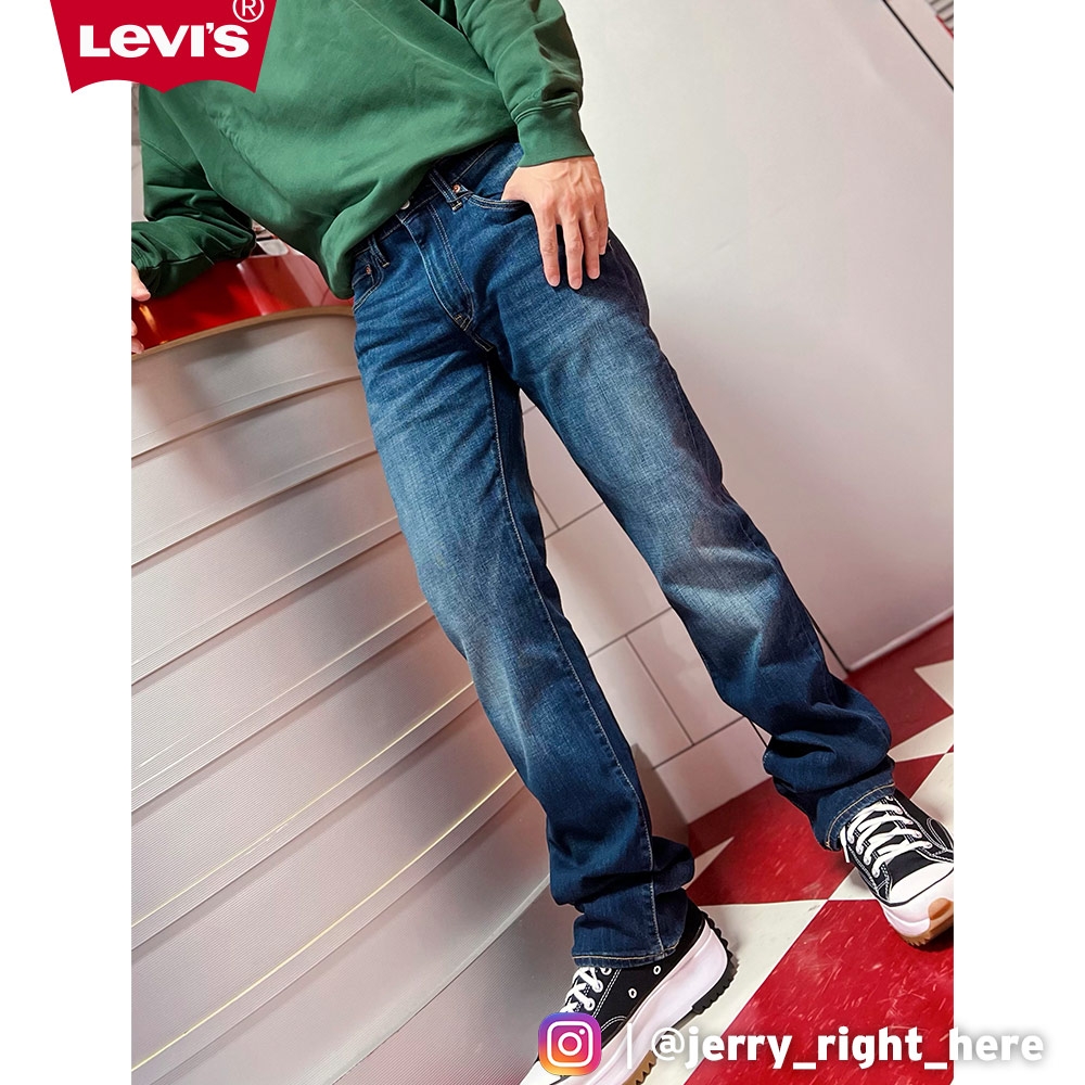Levis 男款 514低腰合身直筒牛仔褲 / 深藍刷白 / Warm 機能保暖面料 / 彈性布料