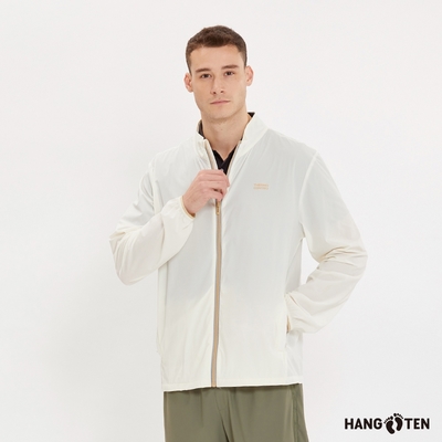 Hang Ten-男裝-恆溫多功能-立領涼感防曬輕量彈性尼龍外套-奶白