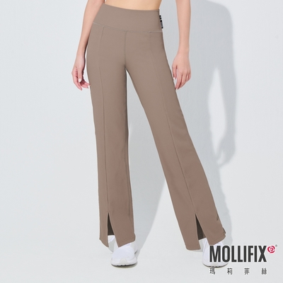 Mollifix 瑪莉菲絲 TRULY坑條修身前岔直筒褲 (褐) 暢貨出清、瑜珈服、瑜珈褲、Legging