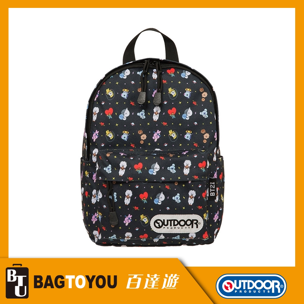 『官方正品』【OUTDOOR】宇宙明星BT21-小宇宙滿版後背包-小-黑色 ODBT19D01BK