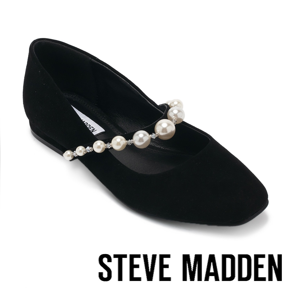 STEVE MADDEN-GIORGI 真皮珍珠鍊瑪莉珍鞋-黑色