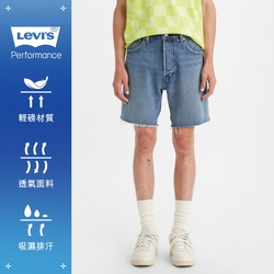 Levis 男款 501 93復古膝上排釦直筒牛仔短褲 / 精工中藍染石洗 / 褲管不收邊