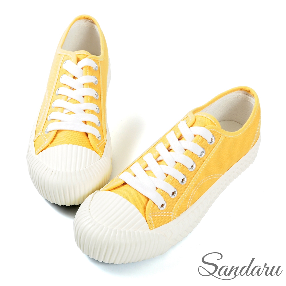 山打努SANDARU-餅乾鞋 韓版多色人氣帆布鞋-土黃