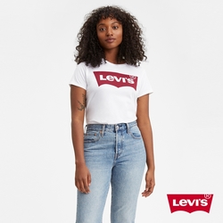 Levis 女款 重磅短袖T恤 / 修身版型 / 經典Logo / 210GSM厚棉 白