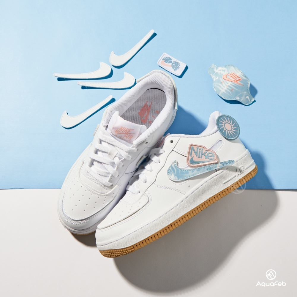 Nike Air Force 1 (GS) 女鞋童鞋白藍色AF1 運動休閒鞋DM1020-100