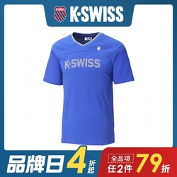 K-SWISS KS V-Neck Tee印花短袖T恤-男-藍