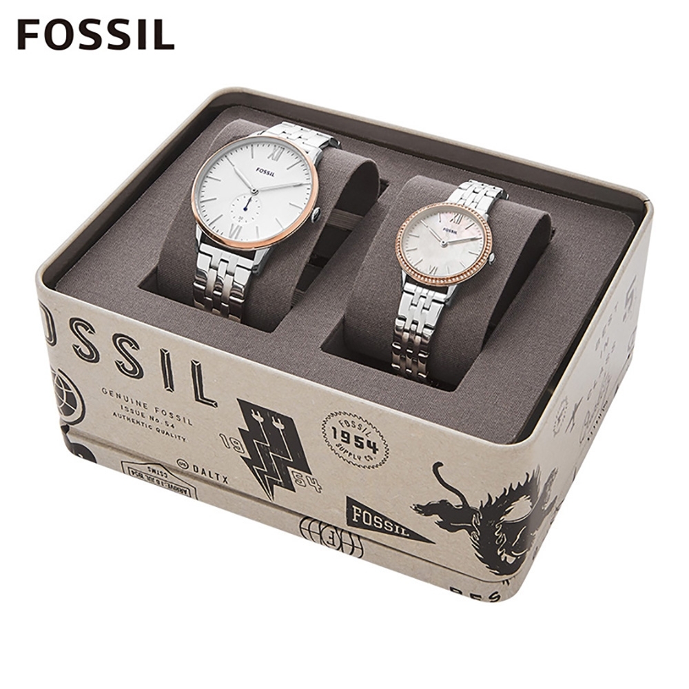 FOSSIL THE ANDY AND ADDISON 鍊帶對錶 42/30MM FS5562SET