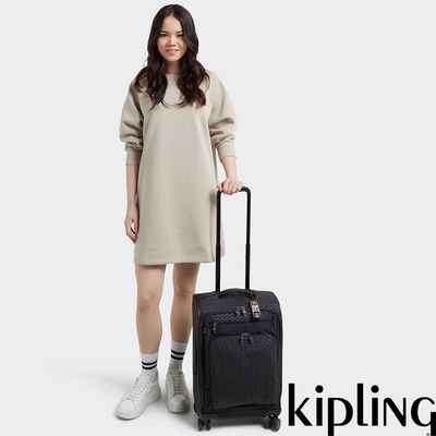 Kipling 經典黑菱格紋印花20吋多袋收納登機箱-NEW YOURI SPIN S