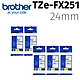 【5入組】brother TZe-FX251(可彎曲)纜線標籤帶 ( 24mm白底黑字 ) product thumbnail 2