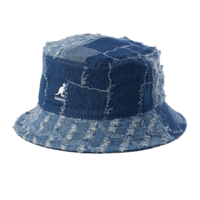 KANGOL DENIM MASHUP BUCKET 袋鼠 刺繡LOGO牛仔拼接漁夫帽 盆帽 遮陽休閒帽子 水桶帽 K5296