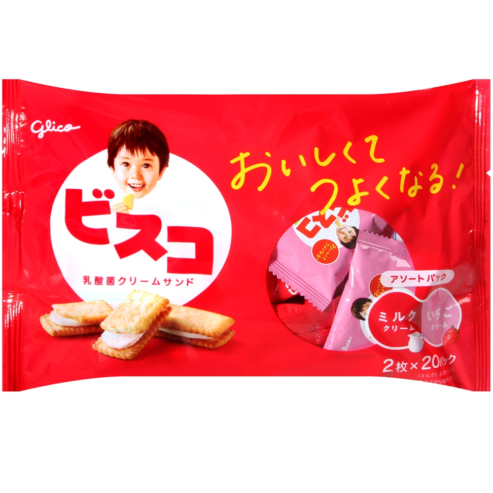 Glico固力果 草莓牛奶風味雙味夾心餅乾(172g)