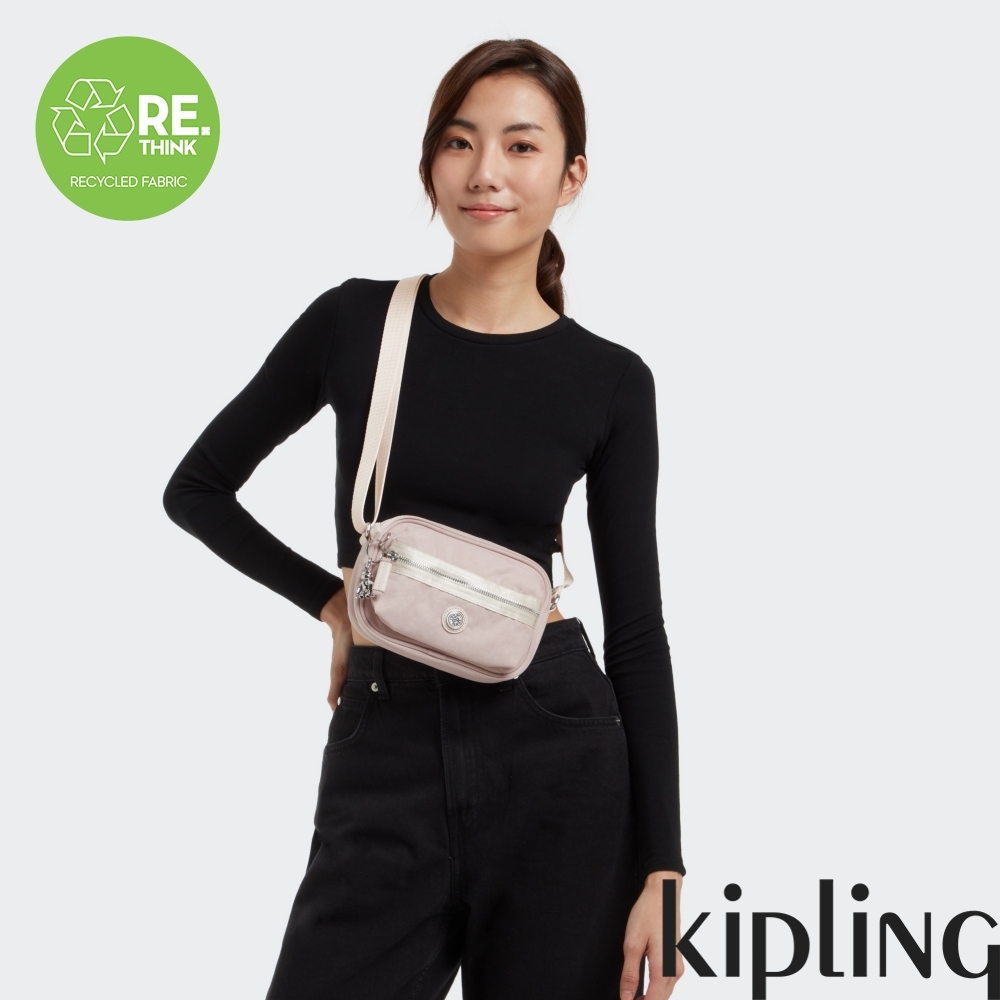 Kipling 溫柔光澤櫻花粉輕便側肩小包-ENISE