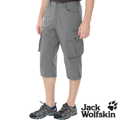 【Jack wolfskin 飛狼】男 彈性快乾多口袋休閒七分褲『灰』