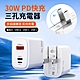 Sic 30W PD快充三孔充電器 蘋果支援反向充電頭  iPhone15旅充豆腐頭 product thumbnail 2