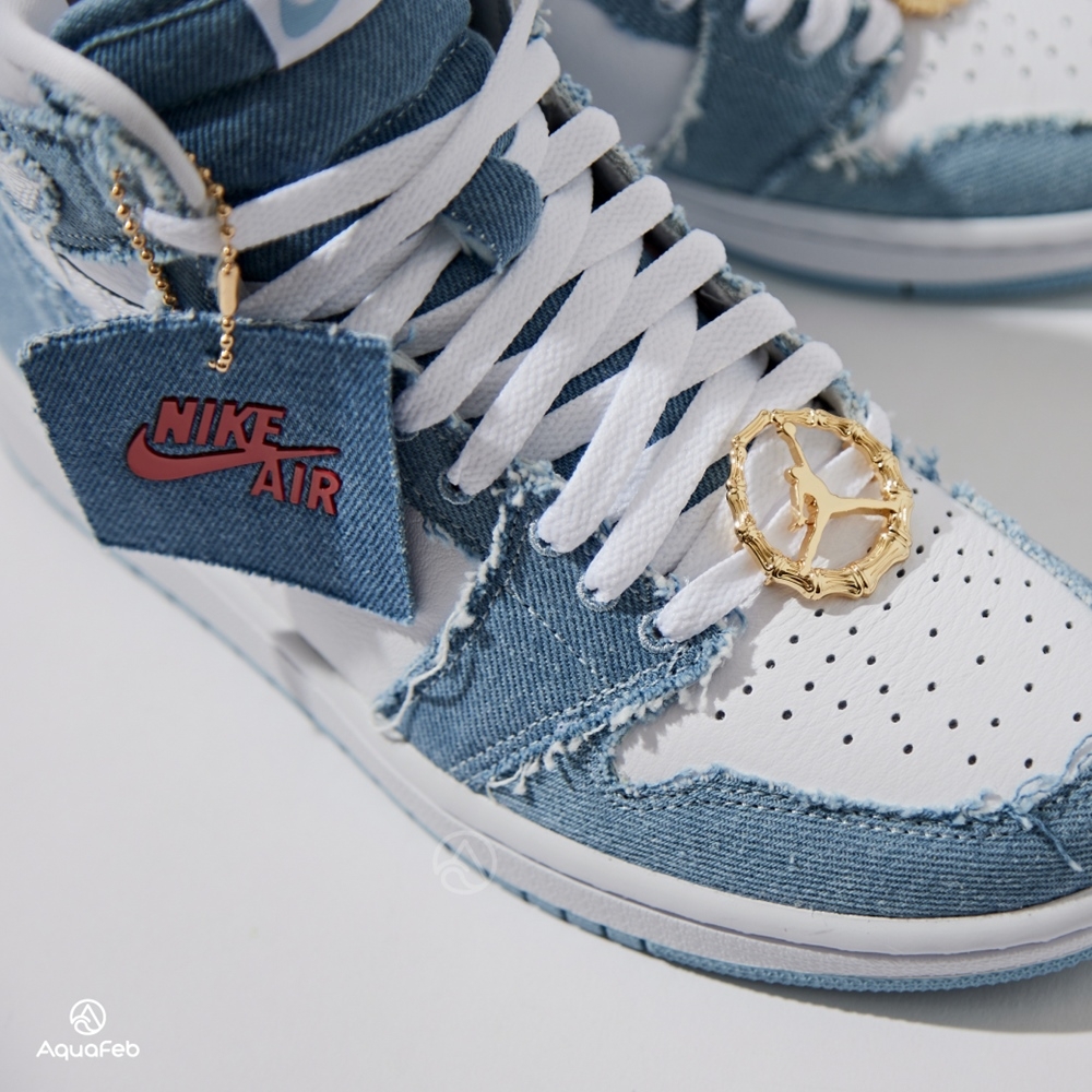 Nike Jordan 1 High OG Denim 女鞋藍白色水洗丹寧運動休閒鞋DM9036-104