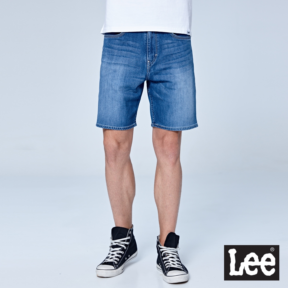 Lee 男款 涼感 903 簡約牛仔短褲 中淺藍洗水