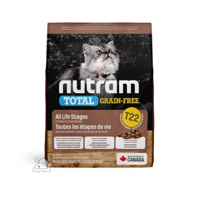 NUTRAM 紐頓 T22 無穀火雞+雞肉 挑嘴全齡貓糧 1.13kg