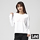 Lee 女款 釘扣開肩設計長袖圓領大學T/厚T 白 product thumbnail 1