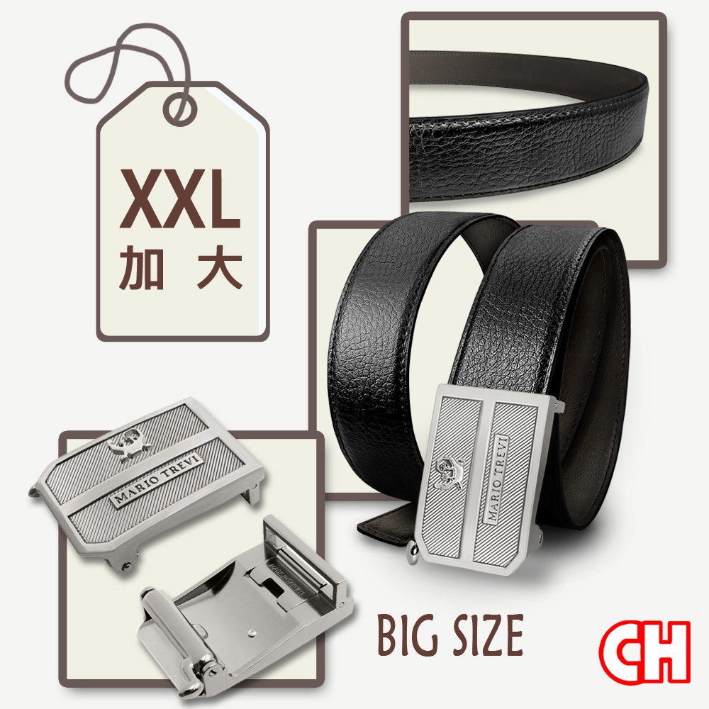 【CH-BELT 銓丞皮帶】加長自動皮帶XXL紳士男用皮帶腰帶(黑XXL)