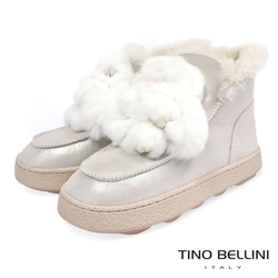 Tino Bellini俏皮毛毛玩偶厚底雪靴_銀白