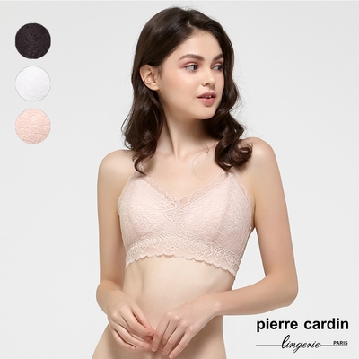 【pierre cardin 皮爾卡登女性內衣】法式慵懶蕾絲後勾交叉小可愛-淡粉