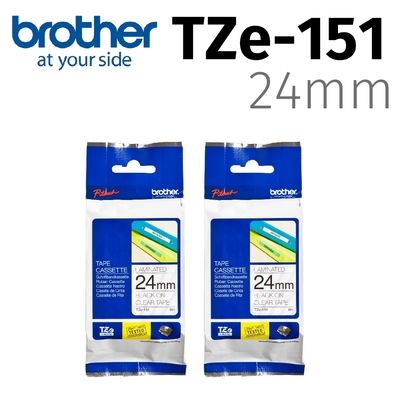 【2入組】brother 原廠護貝標籤帶 TZe-151 (透明底黑字 24mm)