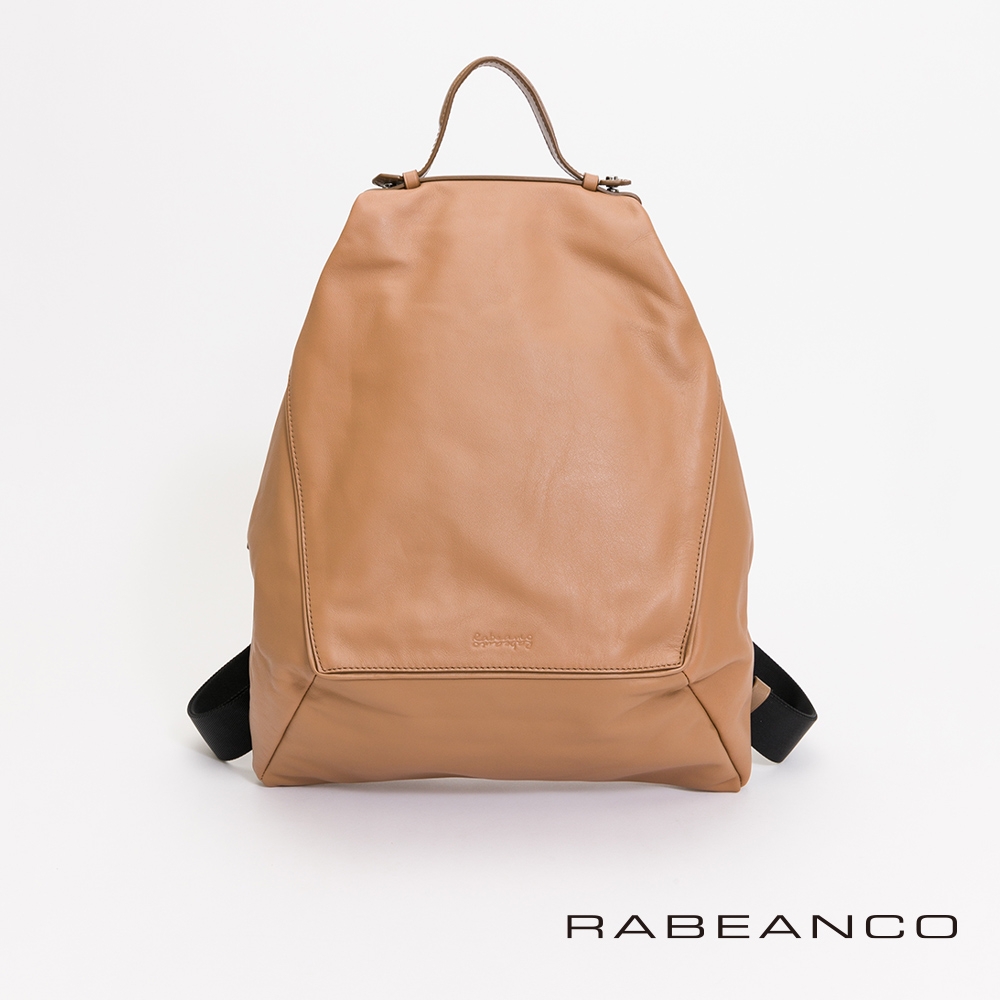 RABEANCO 時尚系列牛皮菱形後背包 駝