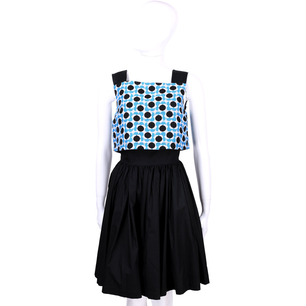 I’m Isola Marras 黑x藍色圓點設計拼接無袖洋裝