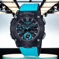 CASIO 卡西歐 G-SHOCK 碳纖維核心防護雙顯計時手錶 送禮推薦 GA-2000-1A2