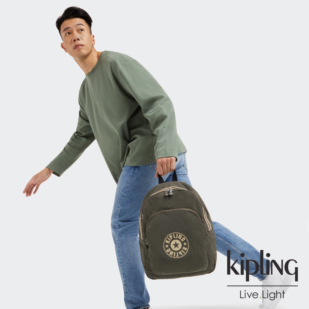 Kipling 深焙烏龍綠簡約手提後背包-CURTIS M