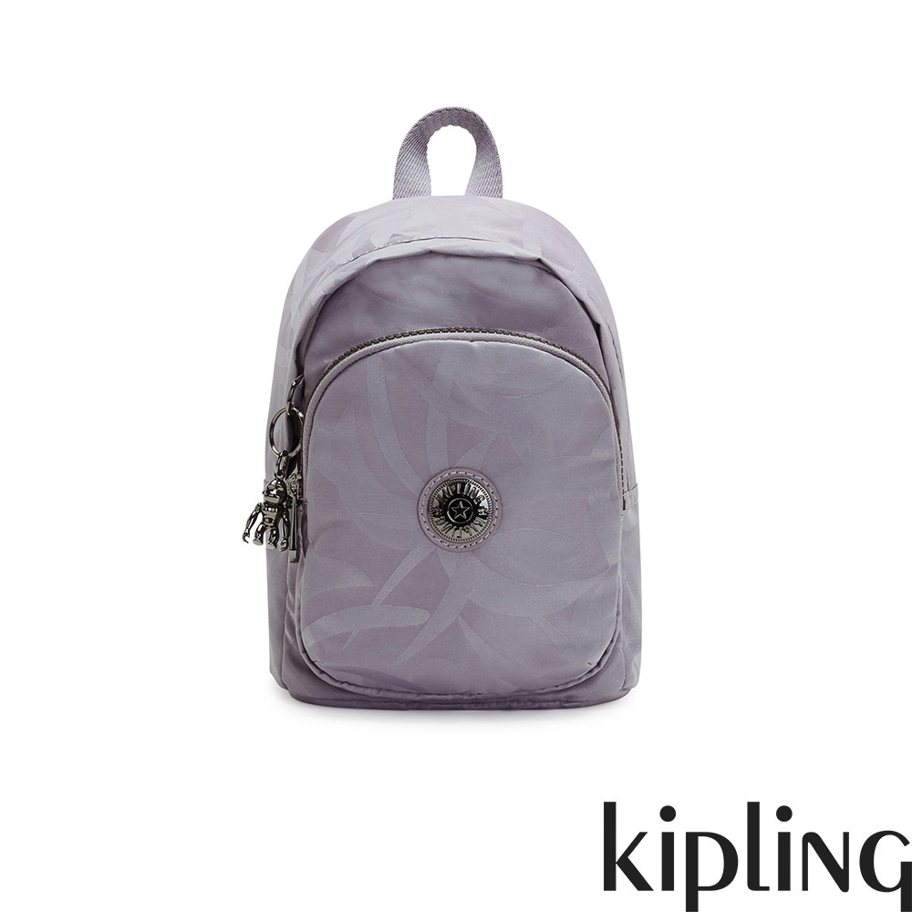 Kipling 薰衣草紫葉子壓紋休閒後背包-DELIA COMPACT