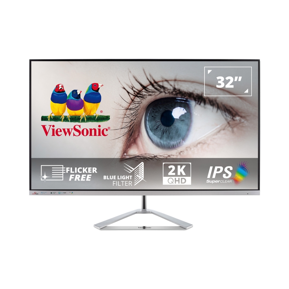 ViewSonic VX3276-2K-mhd-2 32型2K IPS美型無邊框電腦螢幕(內建喇叭