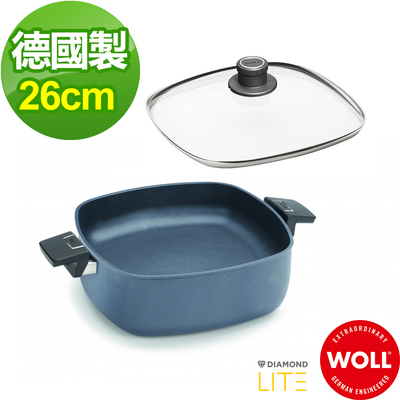 【德國WOLL】Diamond Lite Induction 新鑽石系列26CM方型不沾湯鍋(含蓋)