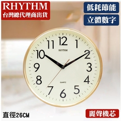 RHYTHM日本麗聲 簡約經典款居家掛鐘(閃耀金)/26cm