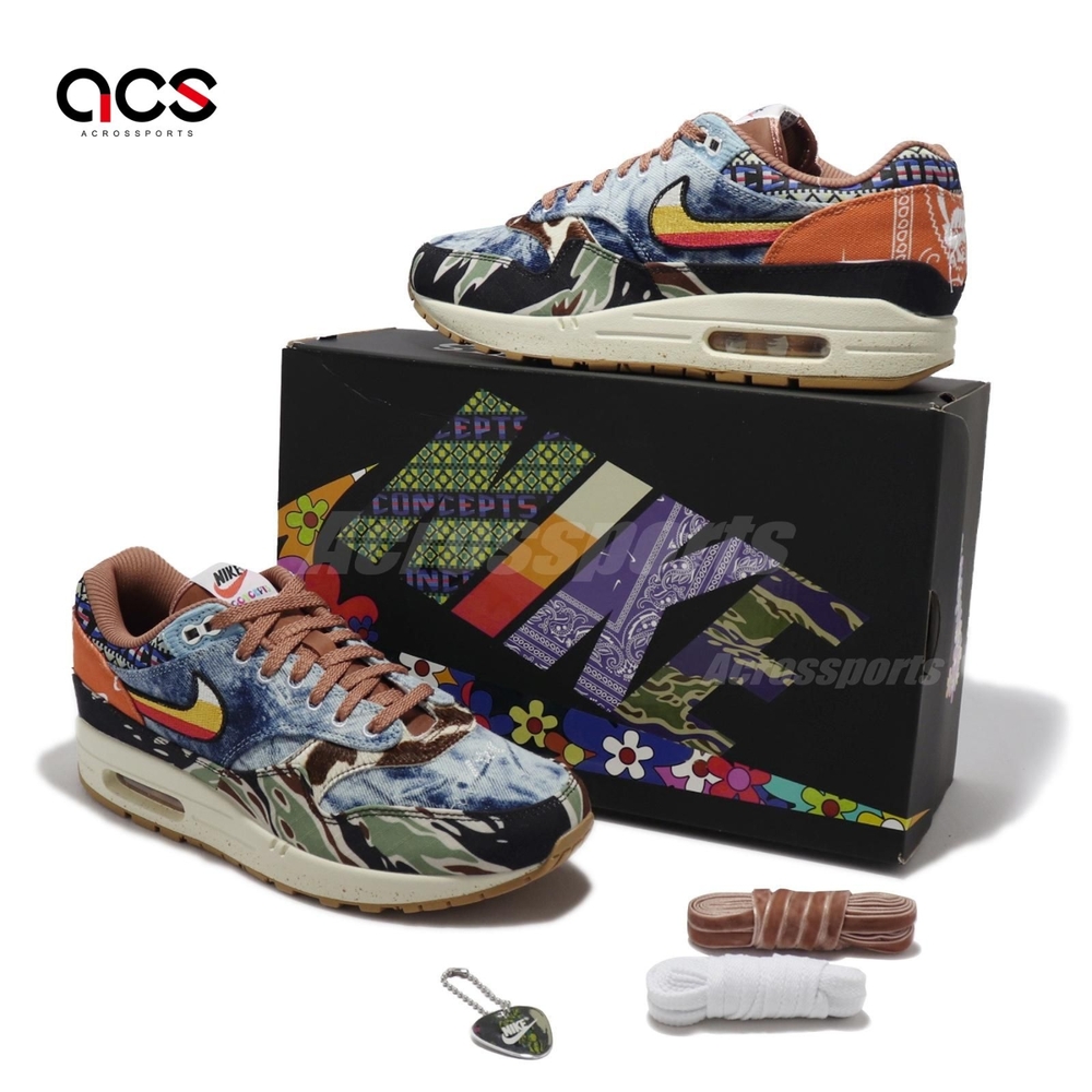 Nike x Concepts Air Max 1 SP 男鞋迷彩格紋虎紋腰果花牛仔聯名休閒鞋