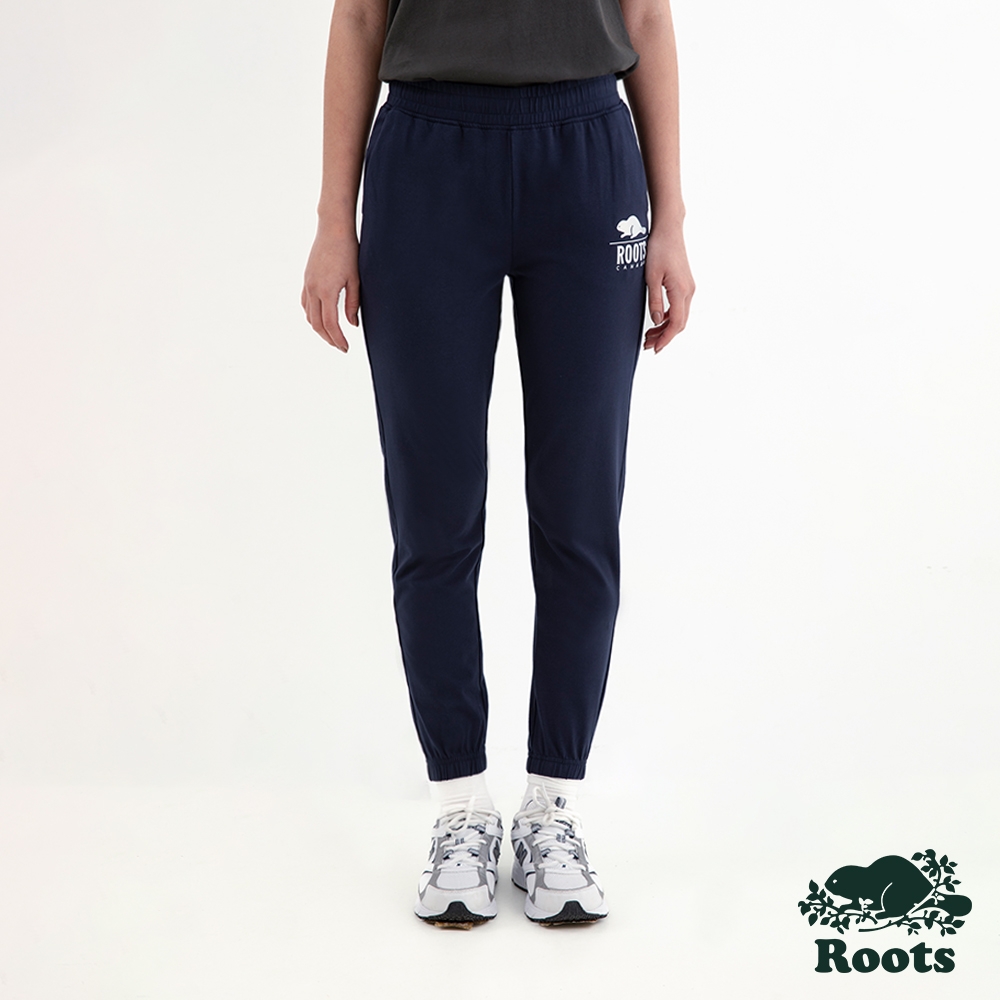 Roots 女裝- ROOTS METALLIC SLIM棉褲-軍藍色