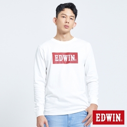 EDWIN 人氣復刻 仿繡LOGO BOX長袖T恤-男-白色