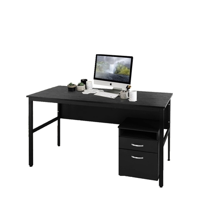DFhouse巴菲特電腦辦公桌+活動櫃 -黑橡色 150*60*76