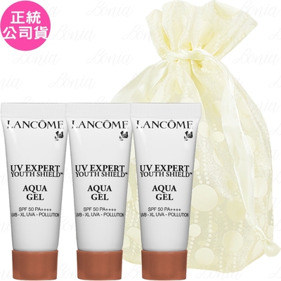 LANCOME 蘭蔻 超輕盈UV水凝露SPF50/PA++++新款10ml*3旅行袋組