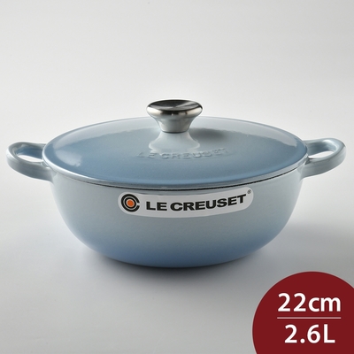 Le Creuset 媽咪鑄鐵鍋 22cm 2.6L 海岸藍 法國製 媽咪鍋 炒鍋 湯鍋 燉鍋 (電磁爐 IH爐可用)