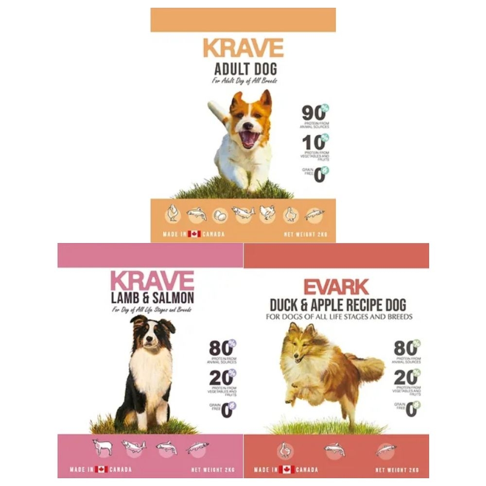 加拿大KRAVE渴望 無穀羊肉鮭魚/原野鮮雞/鴨肉蘋果犬 10kg(購買第二件贈送寵物零食x1包)