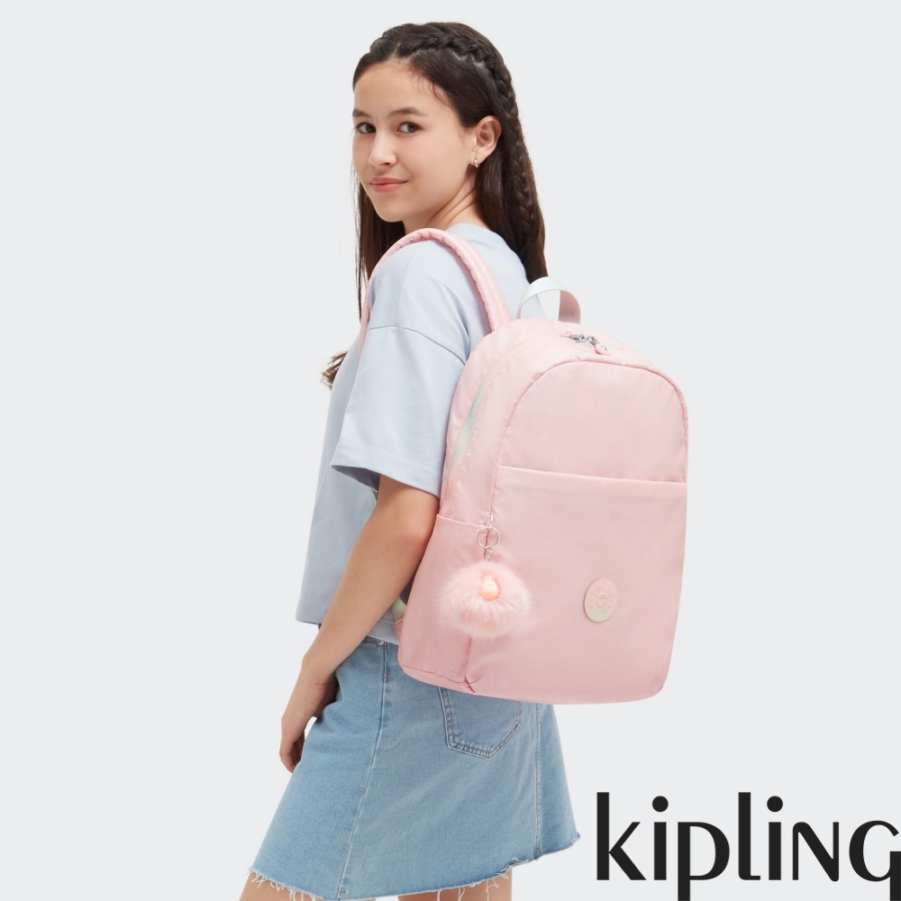 Kipling 溫柔胭桃粉大容量後背包-HAYDAR